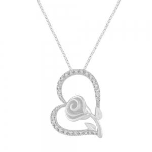 1/2 Ct. T.w. Lab-grown Diamond Heart White Pendant Novello In 10Kt White Gold