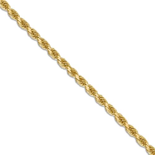 22 inch 3.5 mm Diamond Cut Solid Rope Chain Necklace In 14Kt Yellow Gold