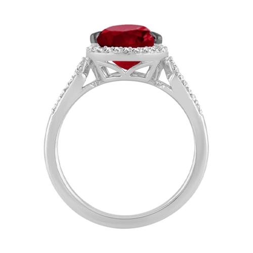 Pear-cut Ruby Halo with Diamond Accented Shank Ring - 0.25 Ct. T.w. in 10K White Gold