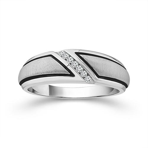 0.08 Ct. T.w. Diamond 7-stone Satin Finish Men Engagement Ring In 10Kt White Gold