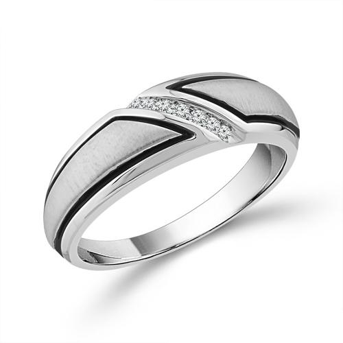 0.08 Ct. T.w. Diamond 7-stone Satin Finish Men Engagement Ring In 10Kt White Gold