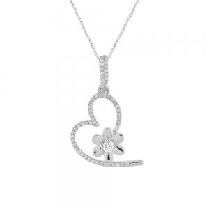 0.22CT. T.W. FLOWER HEART PENDANT IN 10KT GOLD