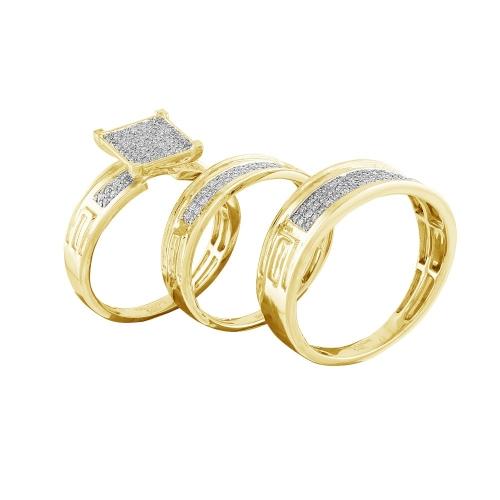 0.6 Ct. T.w. Diamond Trio Bridal Ring Set In 14Kt Yellow Gold