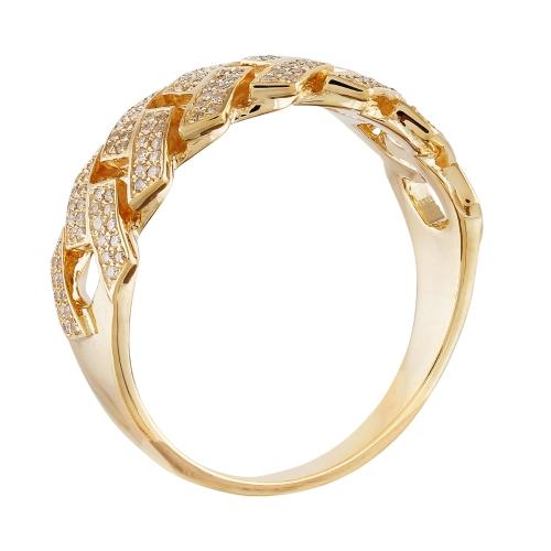 Interlinked Pave Cuban Link Men’s Diamond Ring - 0.40 Ct. T.w. in 14K Yellow Gold