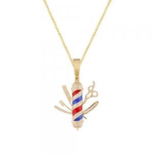 1.20CT. T.W. DIAMOND BARBER POLE BAGUETTE PENDANT IN 14KT GOLD