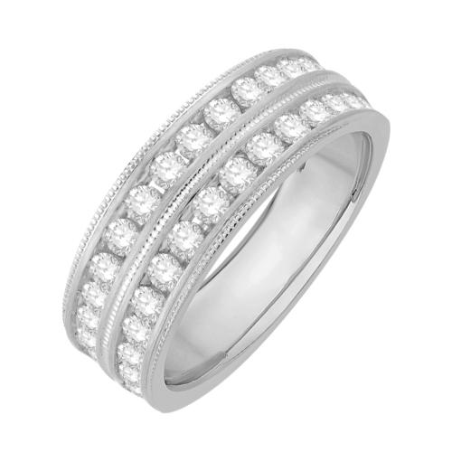 Ovani® 2-Row Milgrain RBC Channel-set Men's Wedding Band 1.50 Ct. T.w. in 18K White Gold