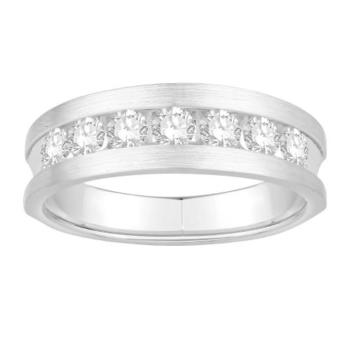 Ovani® Diamonds 7-stone RBC Channel-set Men's Wedding Band 1 Ct. T.w. in 18K White Gold