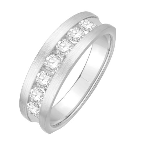 Ovani® Diamonds 7-stone RBC Channel-set Men's Wedding Band 1 Ct. T.w. in 18K White Gold
