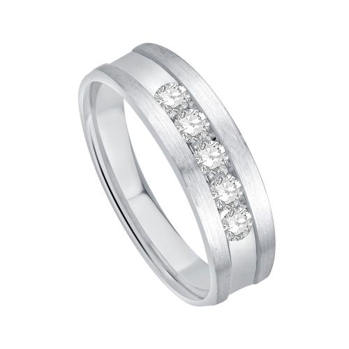 Ovani® 5-Stone RBC Channel-set Men's Band 0.50 Ct. T.w. in 18K White Gold