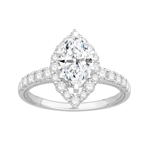 Ovani® Diamonds Cubic Zirconia Halo Semi-mount Ring 0.75 Ct. T.w. in 18K White Gold