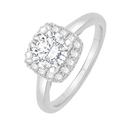 Ovani® Diamonds Cubic Zirconia Round Center Halo Semi-mount Ring 0.40 Ct. T.w. in 18K White Gold