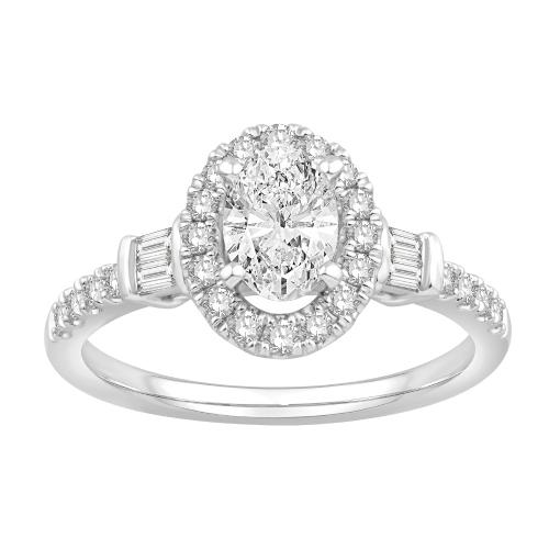 Ovani® Diamonds Cubic Zirconia Oval Center Semi-mount Ring 0.50 Ct. T.w. in 18K White Gold
