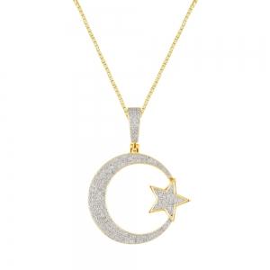 0.75CT. T.W. DIAMOND MOON AND STAR PENDANT IN 10KT GOLD