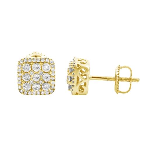 1/2 Ct. T.w. Diamond Cushion-shaped Halo Stud Earrings In 10Kt Yellow Gold