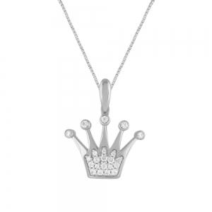 0.16 Ct. T.w. Diamond Crown Pendant In 10Kt White Gold