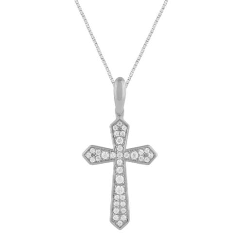 Diani® Pave Cross Pendant - 0.20 Ct. T.w. in 10K White Gold
