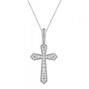 Diani® Pave Cross Pendant - 0.20 Ct. T.w. in 10K White Gold