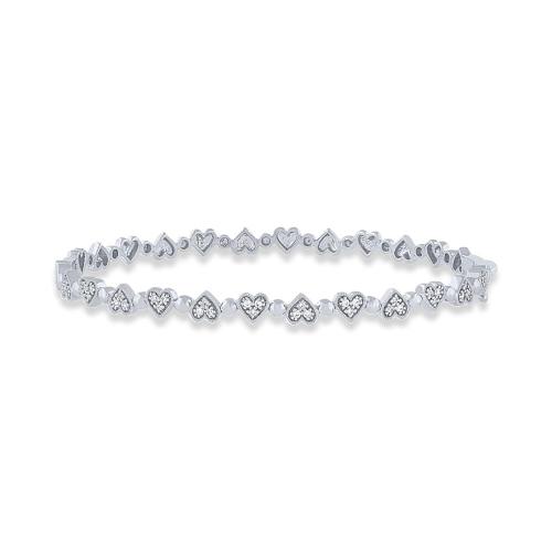1/4 CT T.W. Diamond Heart-shaped Tennis Diamond Bangle In 10KT White Gold