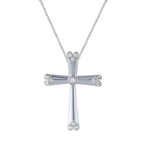 0.16CT. T.W. DIAMOND CROSS HEART PENDANT IN 10KT GOLD