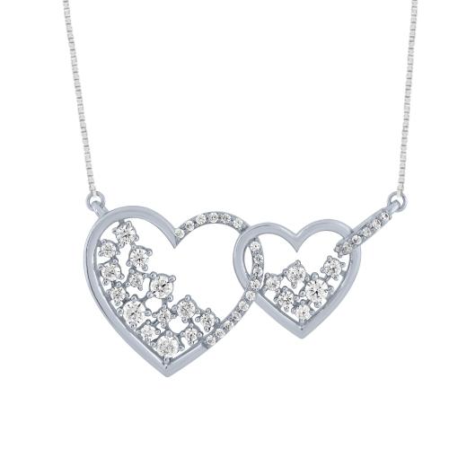 0.50CT. T.W. DIAMOND DOUBLE HEART FANCY NECKLACE IN 14KT GOLD