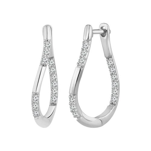 Twisted Teardrop Diamond Hoops - 0.25 Ct. T.w. in 10K White Gold