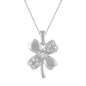 0.16CT. T.W. DIAMOND CLOVER LEAF PENDANT  IN 10KT GOLD
