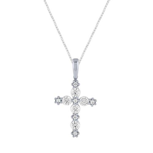 Bella by Ovani® Round Diamonds Cross Pendant 0.5 Ct. T.w. in 14K White Gold
