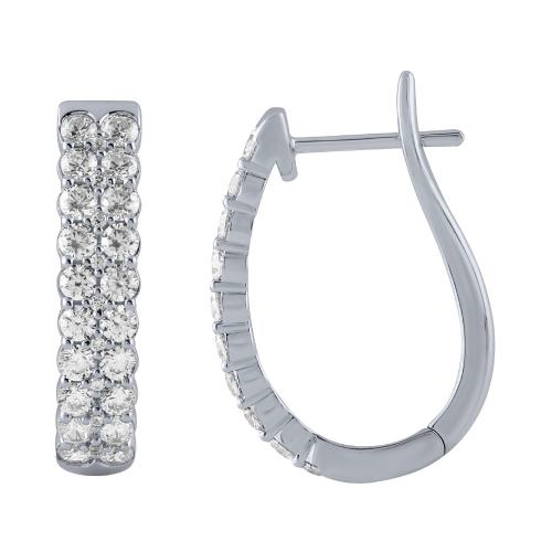 Bella by Ovani® Lab-grown Diamonds 2-row Round Hoops 2 Ct. T.w. in 14K White Gold