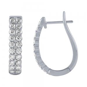 Bella by Ovani® Lab-grown Diamonds 2-row Round Hoops 2 Ct. T.w. in 14K White Gold