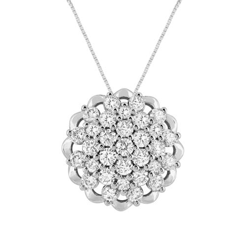 1 Ct. T.w. Lab-grown Diamond Flower Pendant - Novello In 14Kt White Gold