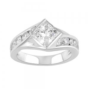 Novello Lab-grown Diamonds Princess-cut Bridal Ring 2 Ct. T.w. in 14K White Gold