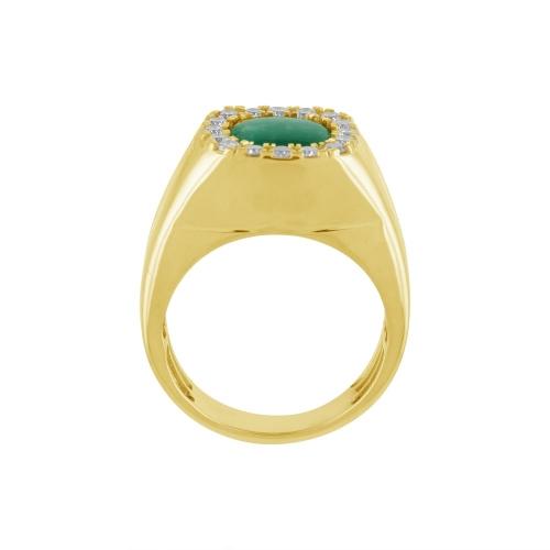 0.8 Ct. T.w. Diamond 3.85 Ct. Emerald Halo Men Ring In 14Kt Yellow Gold