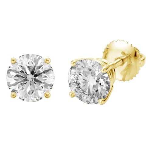Ultimate Value® Lab-grown Diamonds Round Brilliant Solitaire Screw Back Studs - 1 Ct. T.w. in 10K Yellow Gold