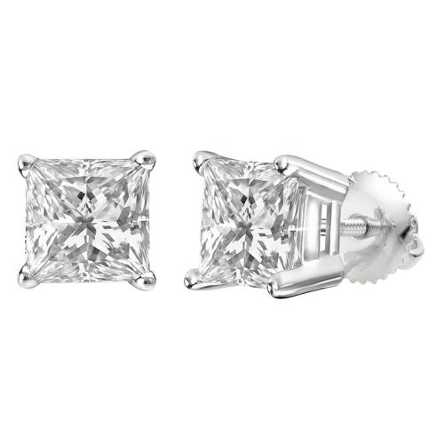 Ultimate Value® Lab-grown Diamonds Princess-cut Solitaire Screw Back Studs - 1 Ct. T.w. in 10K White Gold