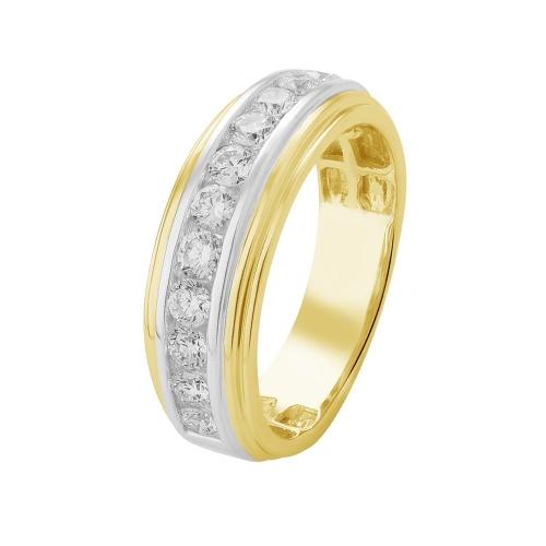 Ultimate Value® Lab-grown Diamonds Channel-Set Diamond Men's Wedding Band - 1 Ct. T.w. in 10K Yellow White Gold