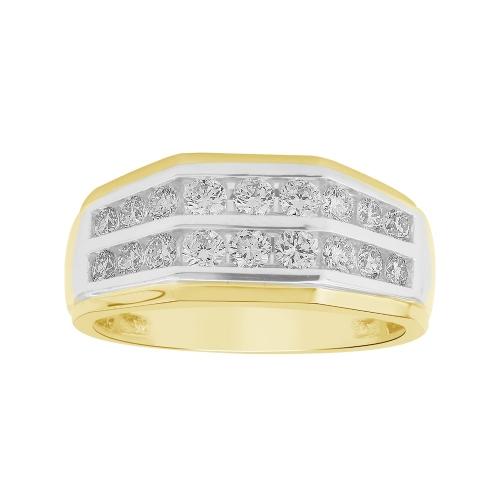 Ultimate Value® Lab-grown Diamonds 2-Row Channel-set Men's Fashion Ring - 1 Ct. T.w. in 10K Yellow White Gold