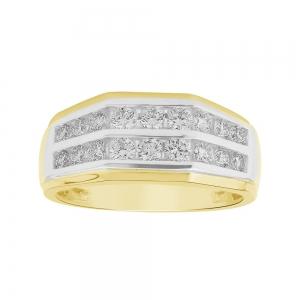 Ultimate Value® Lab-grown Diamonds 2-Row Channel-set Men's Fashion Ring - 1 Ct. T.w. in 10K Yellow White Gold