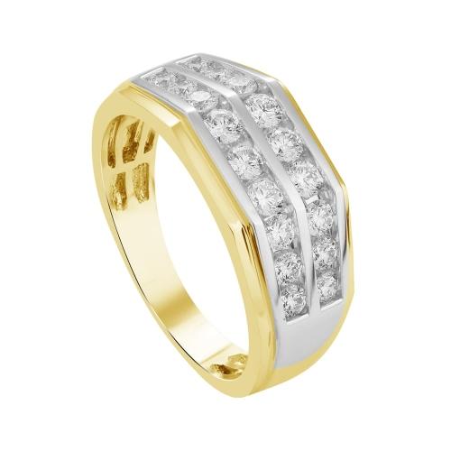 Ultimate Value® Lab-grown Diamonds 2-Row Channel-set Men's Fashion Ring - 1 Ct. T.w. in 10K Yellow White Gold