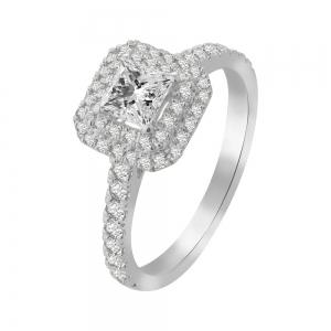 1/2 Ct. Center & 1 Ct. T.w. Lab-grown Diamond Double Halo Princess Bridal Ring Ultimate Value® - Novello In 10Kt White Gold