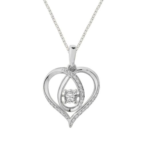 Ultimate Value® Lab-grown Diamonds Heart and Suspended Diamond with Swirl Accents Pendant - 0.50 Ct. T.w. in 10K White Gold