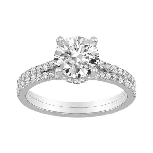 Ultimate Value® Lab-grown Diamonds Round Brilliant Solitaire Pave Bridal Set - 1 Ct. T.w. in 10K White Gold