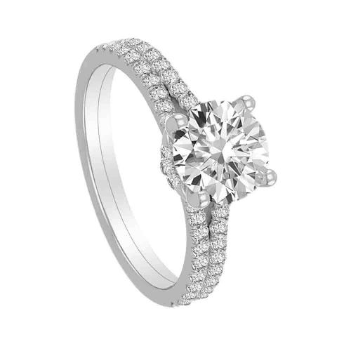 Ultimate Value® Lab-grown Diamonds Round Brilliant Solitaire Pave Bridal Set - 1 Ct. T.w. in 10K White Gold