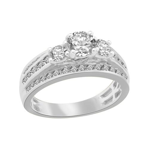 Ultimate Value® Lab-grown Diamonds 3-stone Round Brilliant Split Shank Bridal Ring - 1.50 Ct. T.w. in 10K White Gold