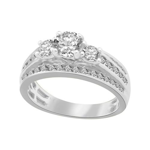 Ultimate Value® Lab-grown Diamonds 3-stone Round Brilliant Split Shank Bridal Ring - 1.50 Ct. T.w. in 10K White Gold