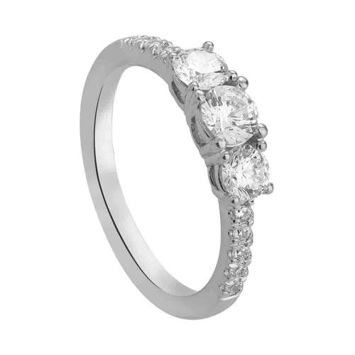 Ultimate Value® Lab-grown Diamonds 3-stone Round Brilliant Bridal Ring - 1 Ct. T.w. in 10K White Gold