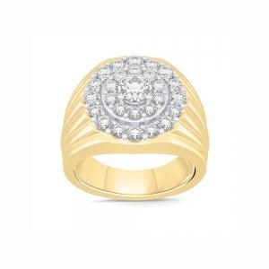2 Ct. T.w. Lab-grown Diamond Double Frame Scallop Edge Men Engagement Ring - Novello In 14Kt Yellow Gold