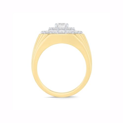 2 Ct. T.w. Lab-grown Diamond Double Frame Scallop Edge Men Engagement Ring - Novello In 14Kt Yellow Gold