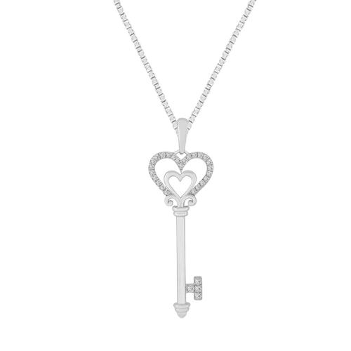 Novello Lab-grown Diamonds Double Heart Pendant 0.12 Ct. T.w. in 14K White Gold
