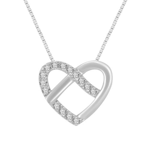 1/4 Ct. T.w. Lab-grown Diamond Knotted Heart Pendant - Novello In 10Kt White Gold
