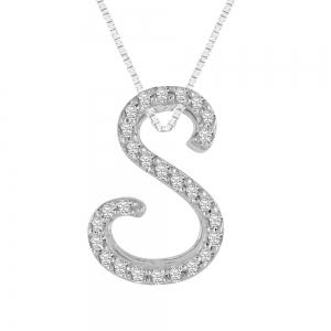 Novello Lab-grown Diamond Letter S Initial Pendant 0.13 Ct. T.w. in 10K White Gold